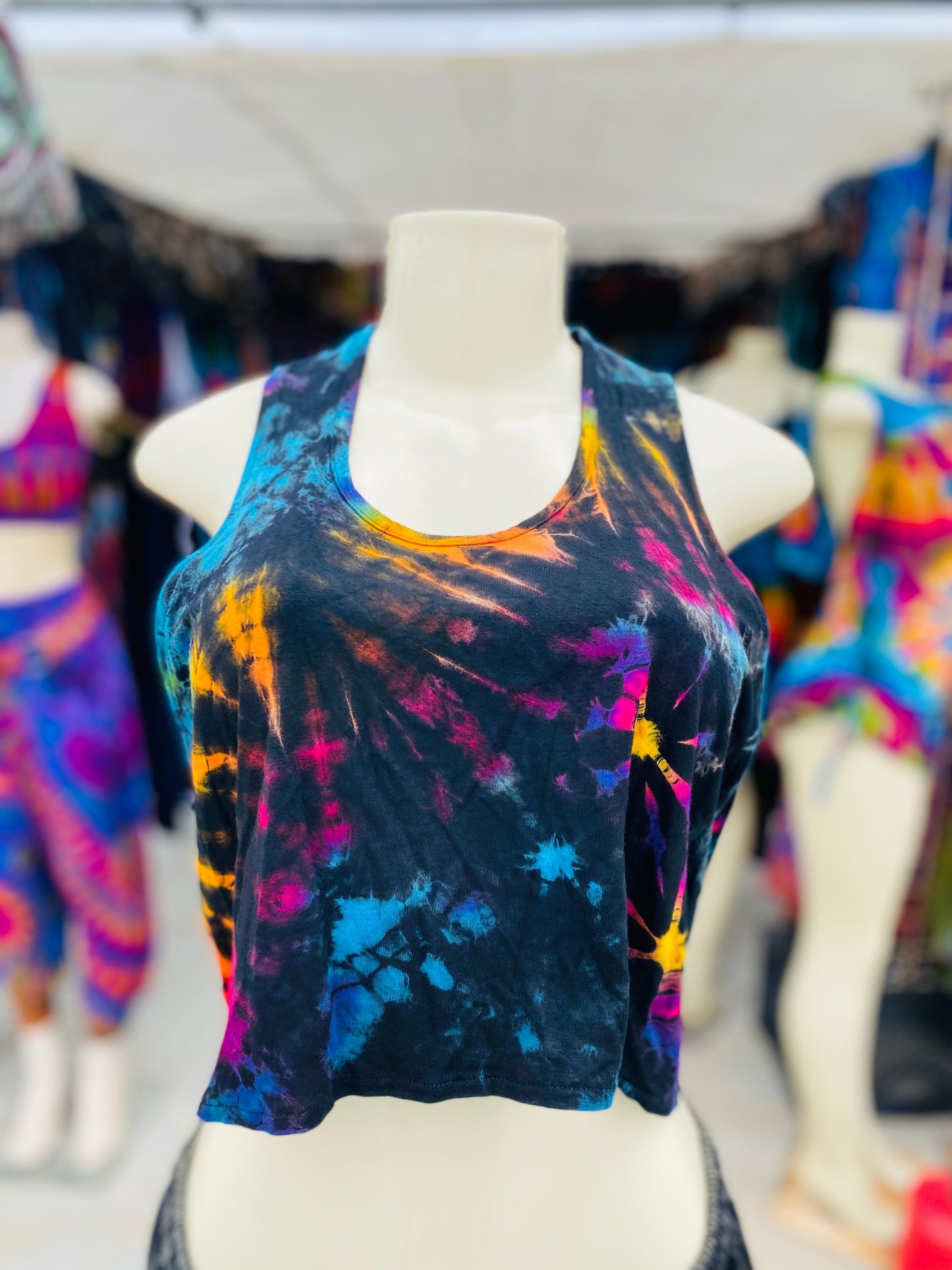Summer crop top (black/rainbow )