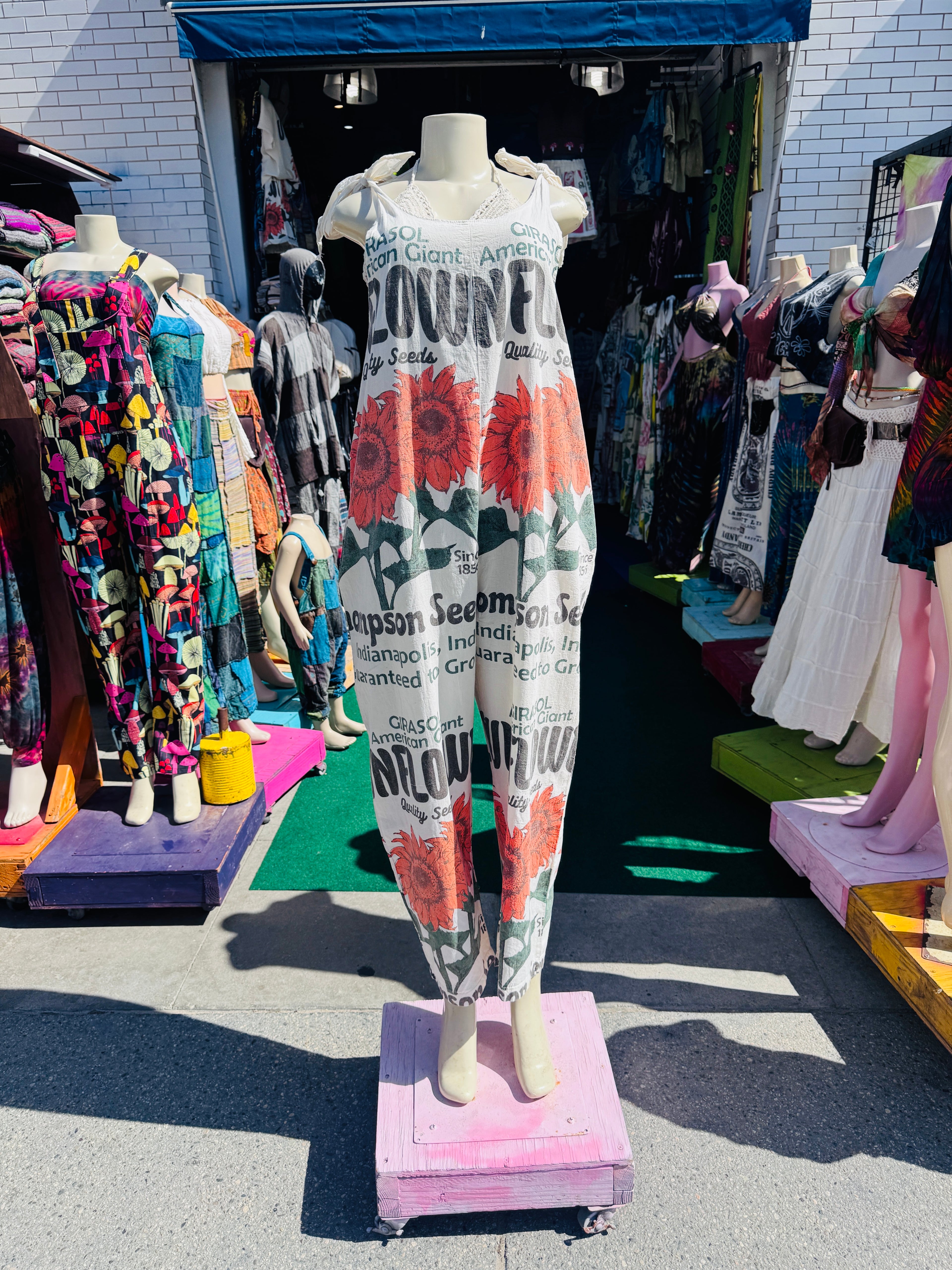 Vintage sunflower overalls