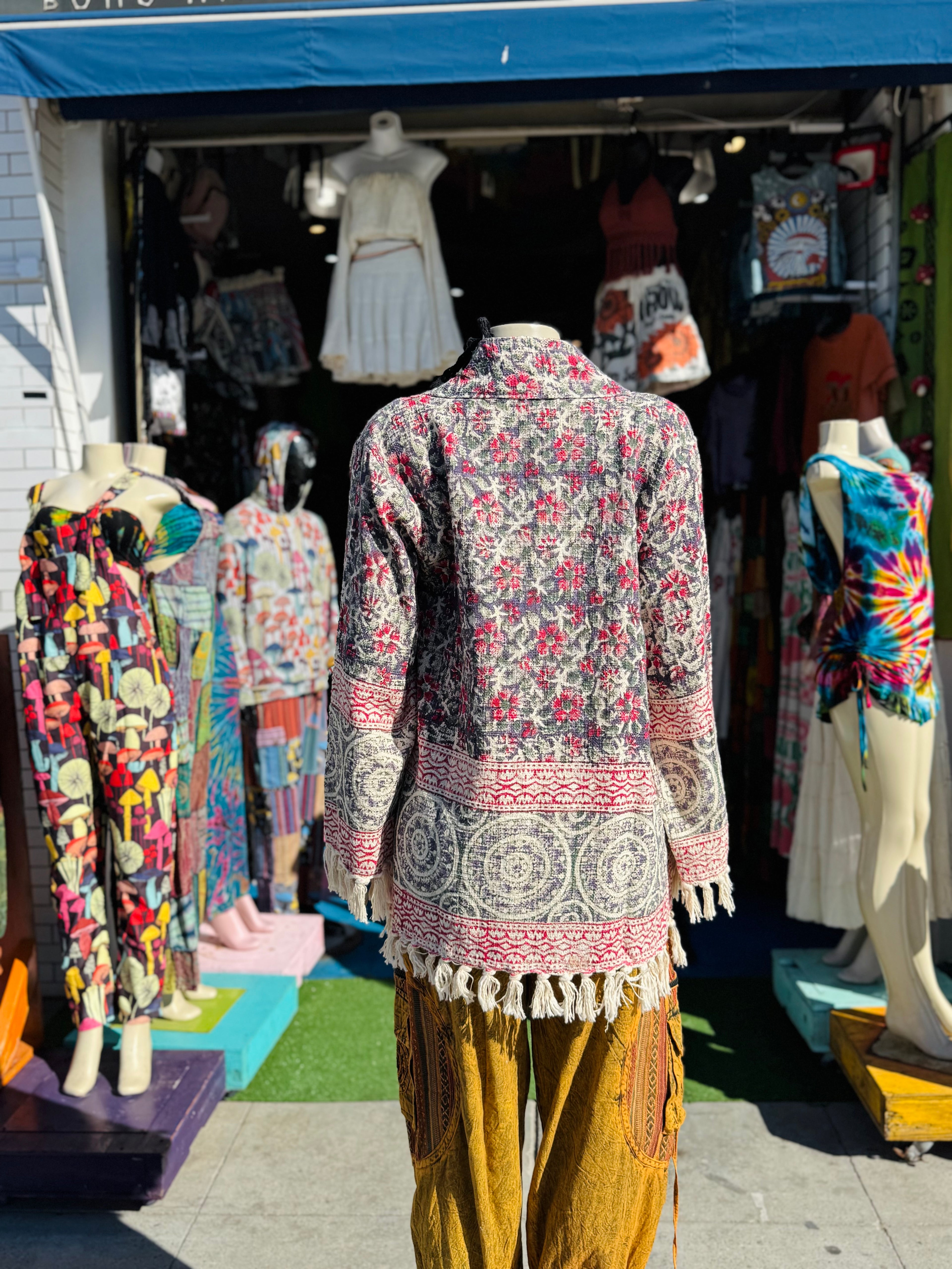 Boho blossom fringe kimono