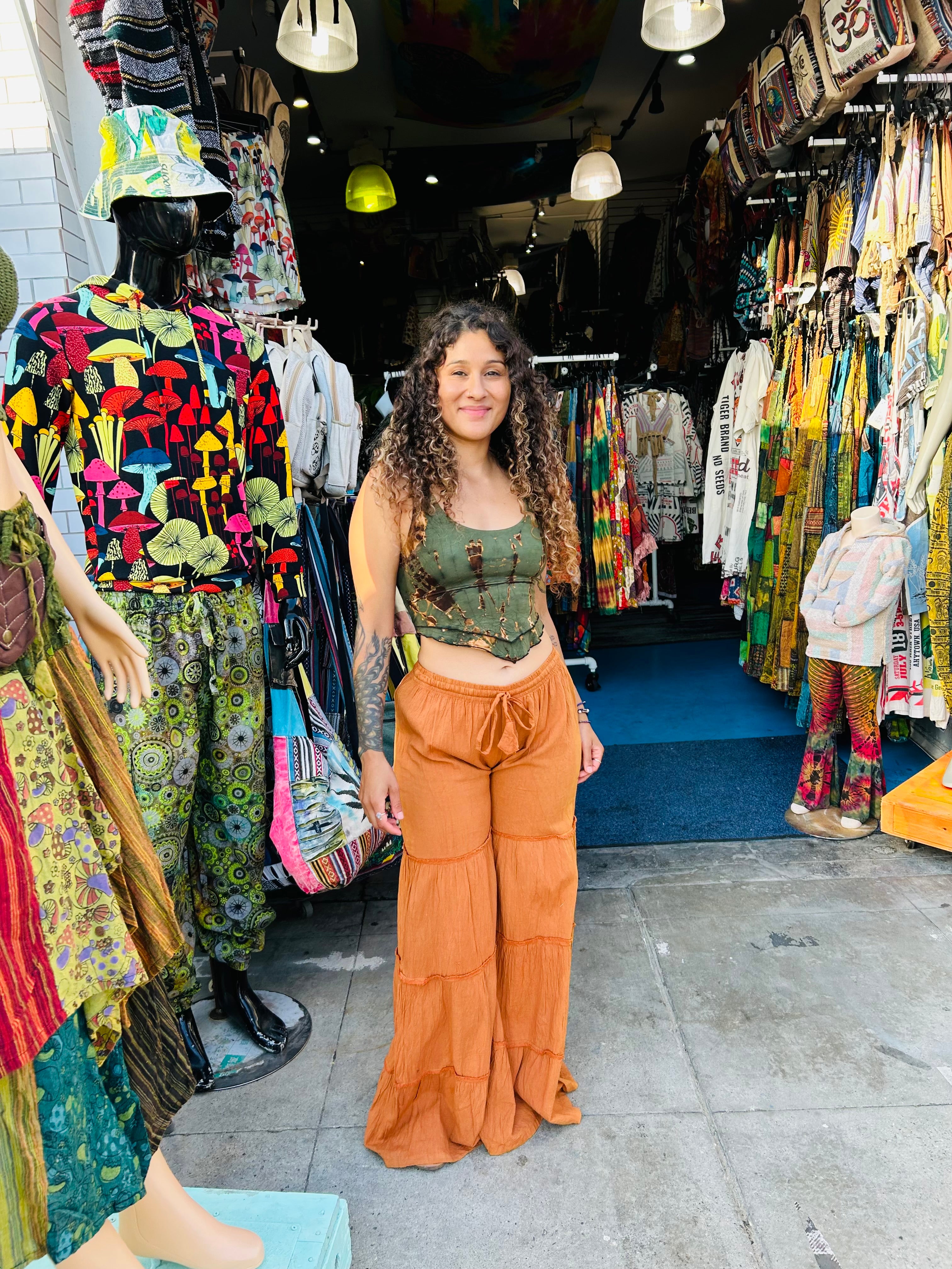 Hip flare low rise pants