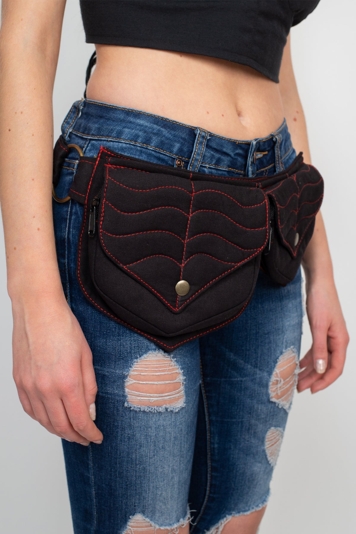 Festival belt (Leaf design) - black