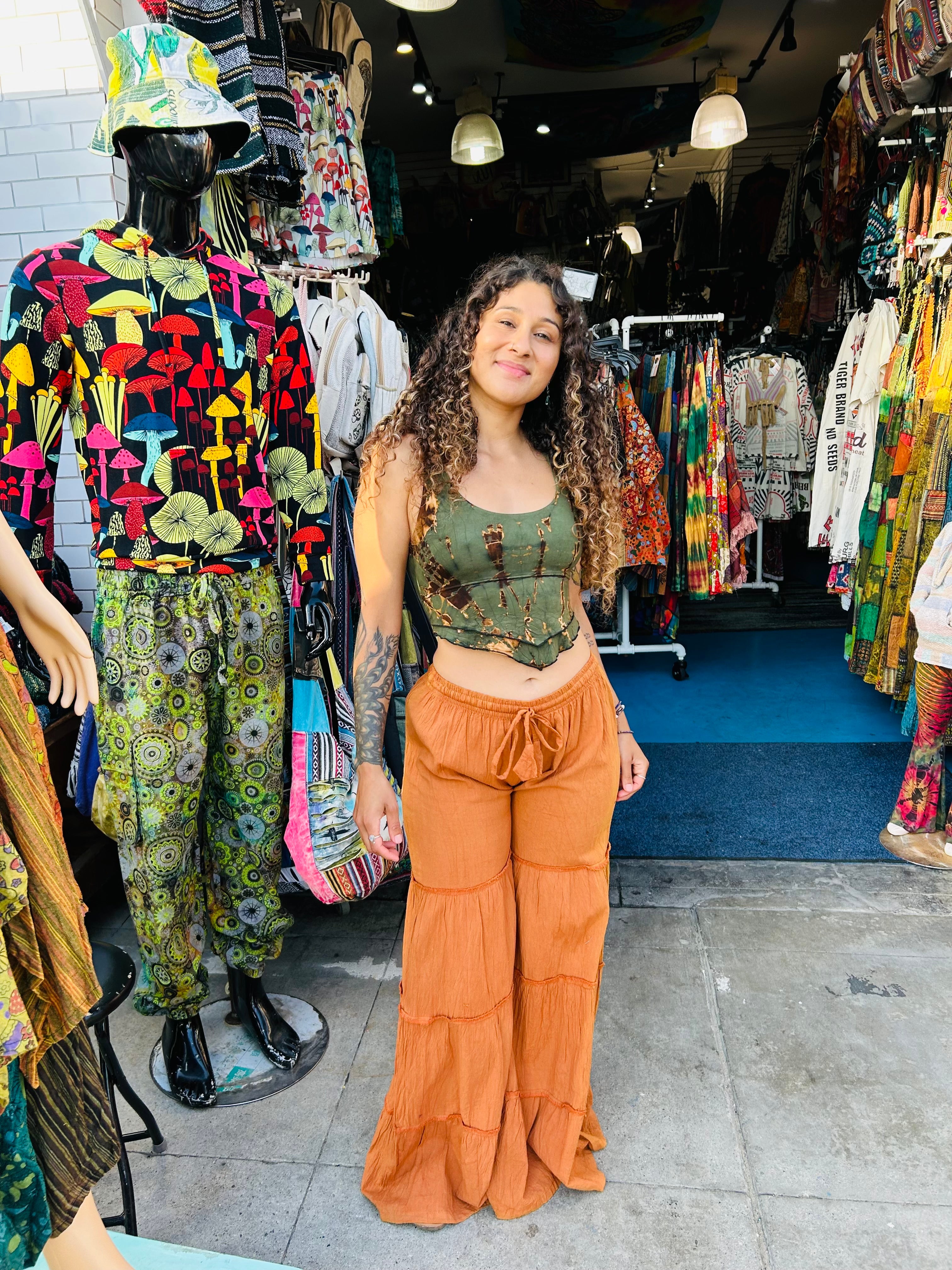 Hip flare low rise pants