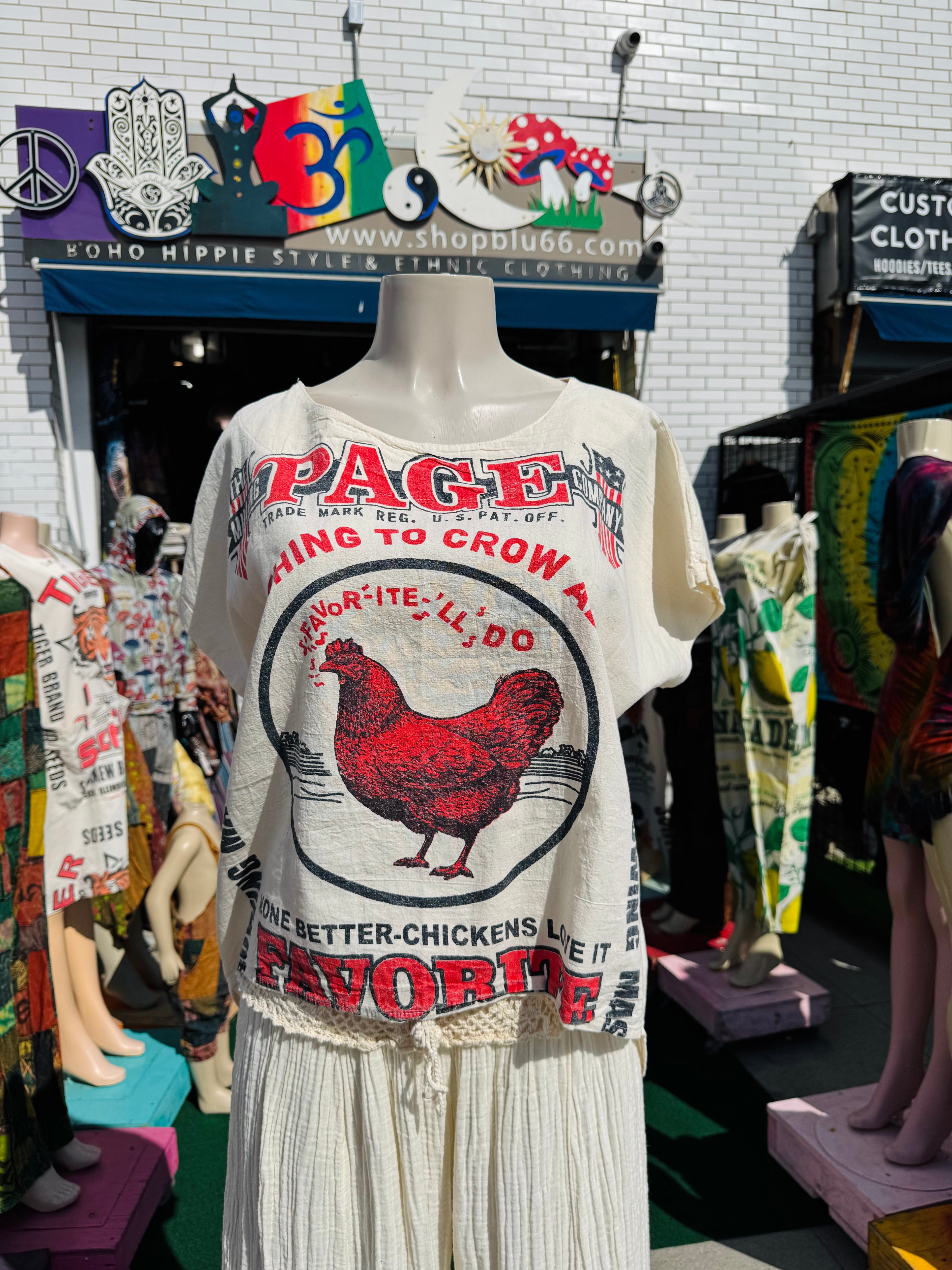 Vintage chicken tail-shirt