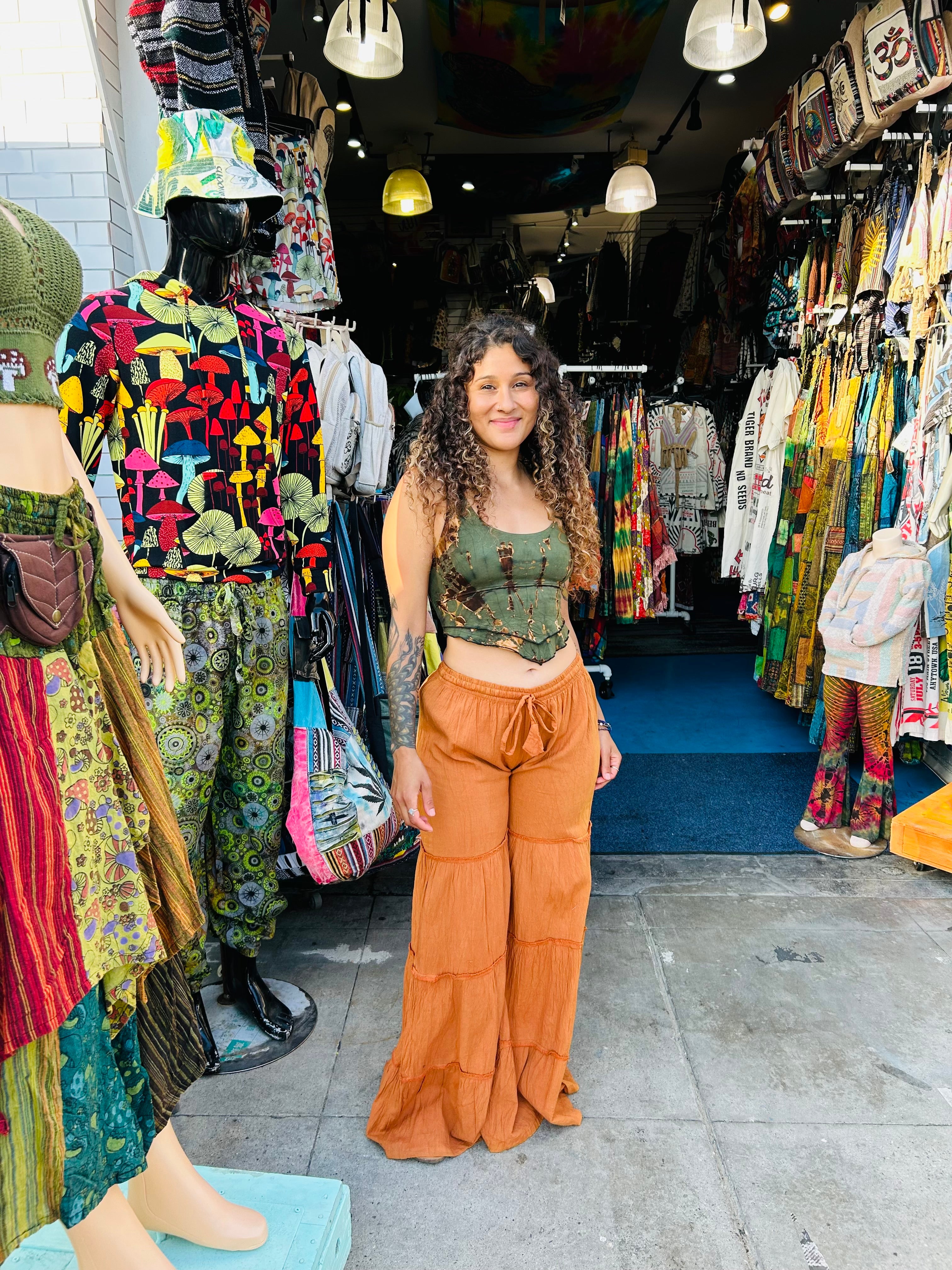 Hip flare low rise pants