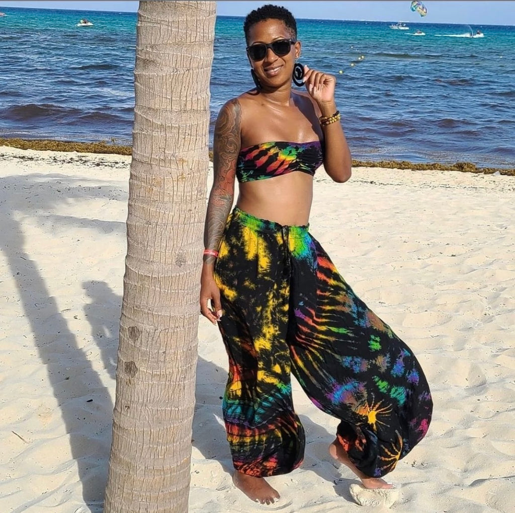 Wild weekend pant  ( black and rainbow)