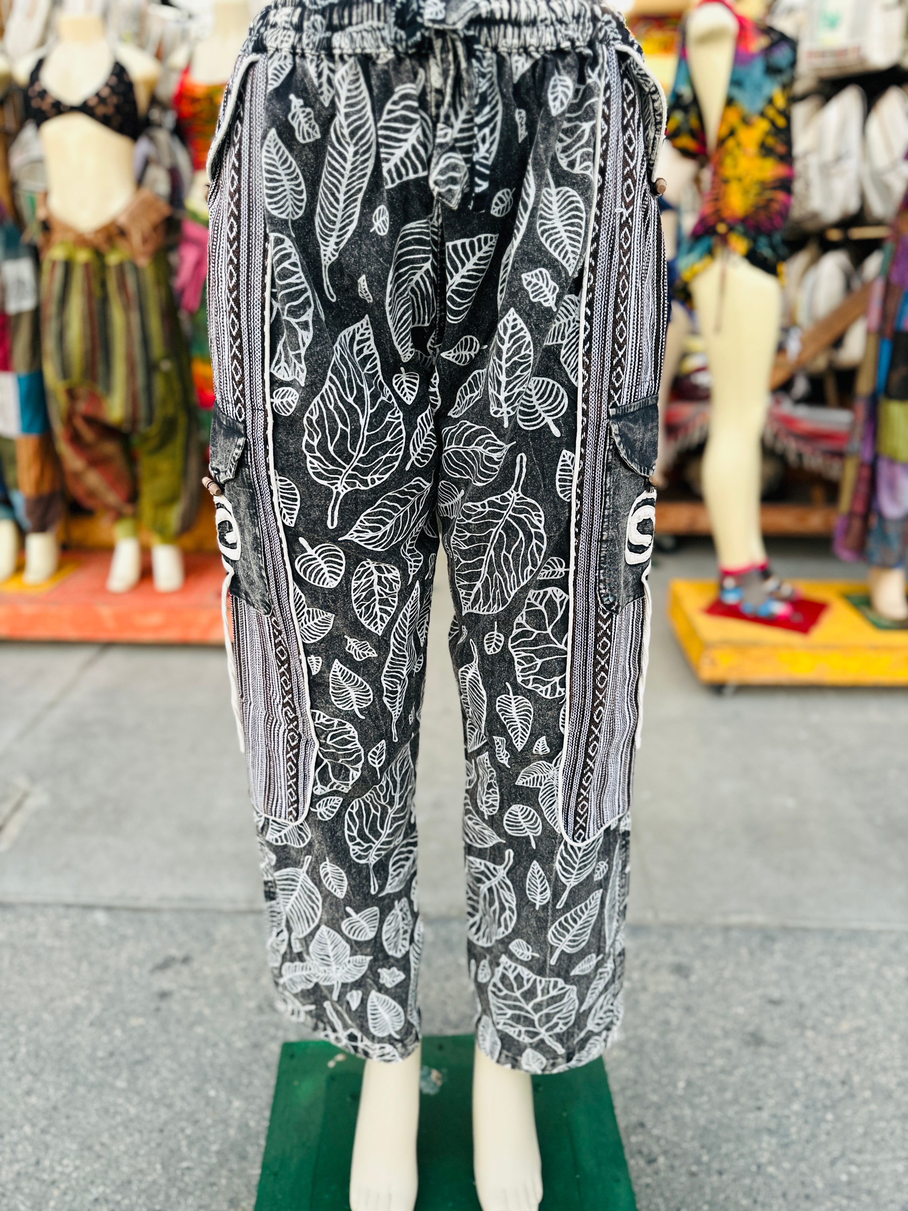 Boho leaf pants (blk/white )