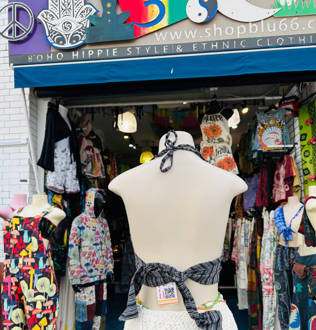 Sunburst halter top (gray/black)