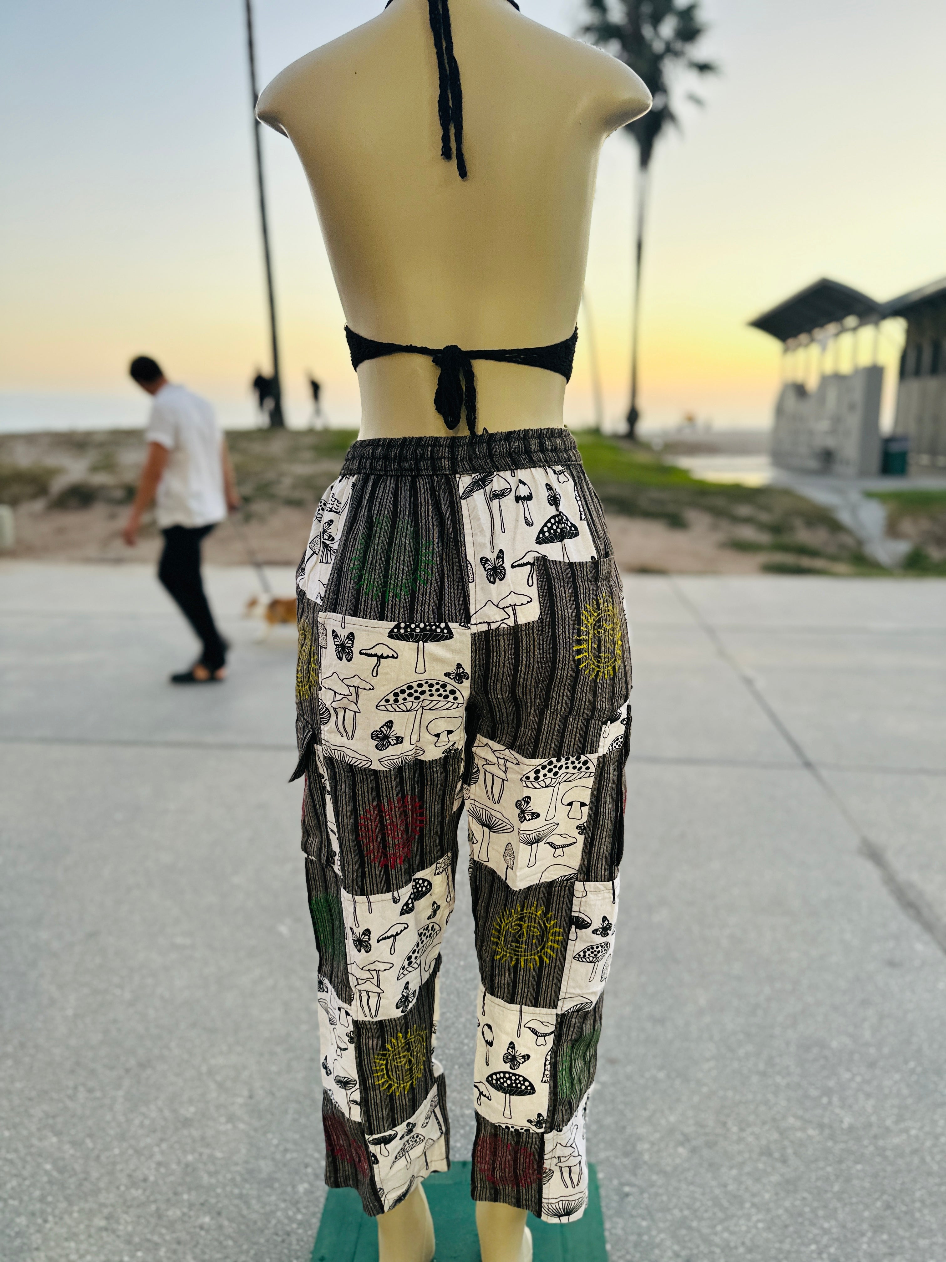 Boho patchy mushrooms pants