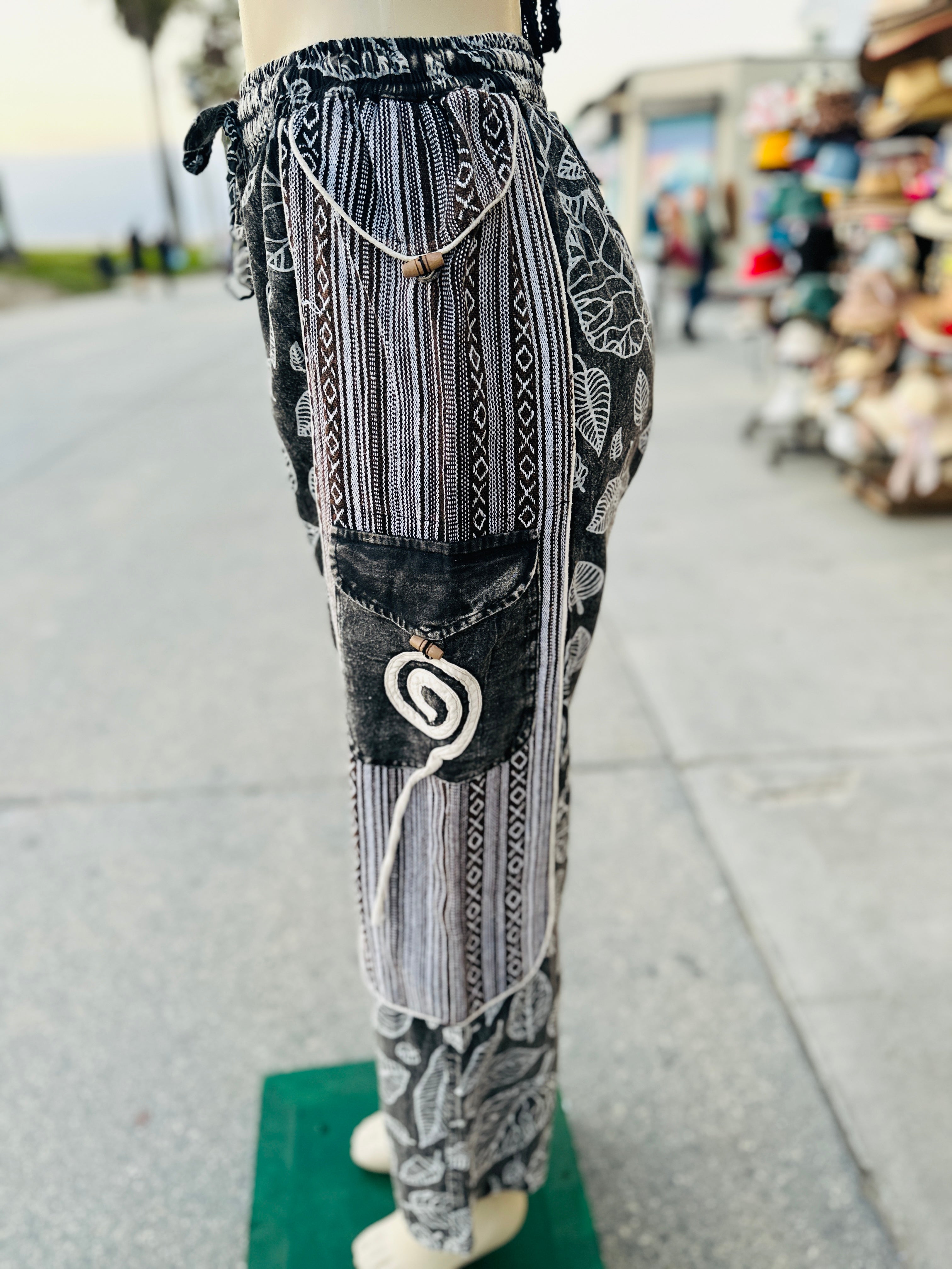 Boho leaf pants (blk/white )
