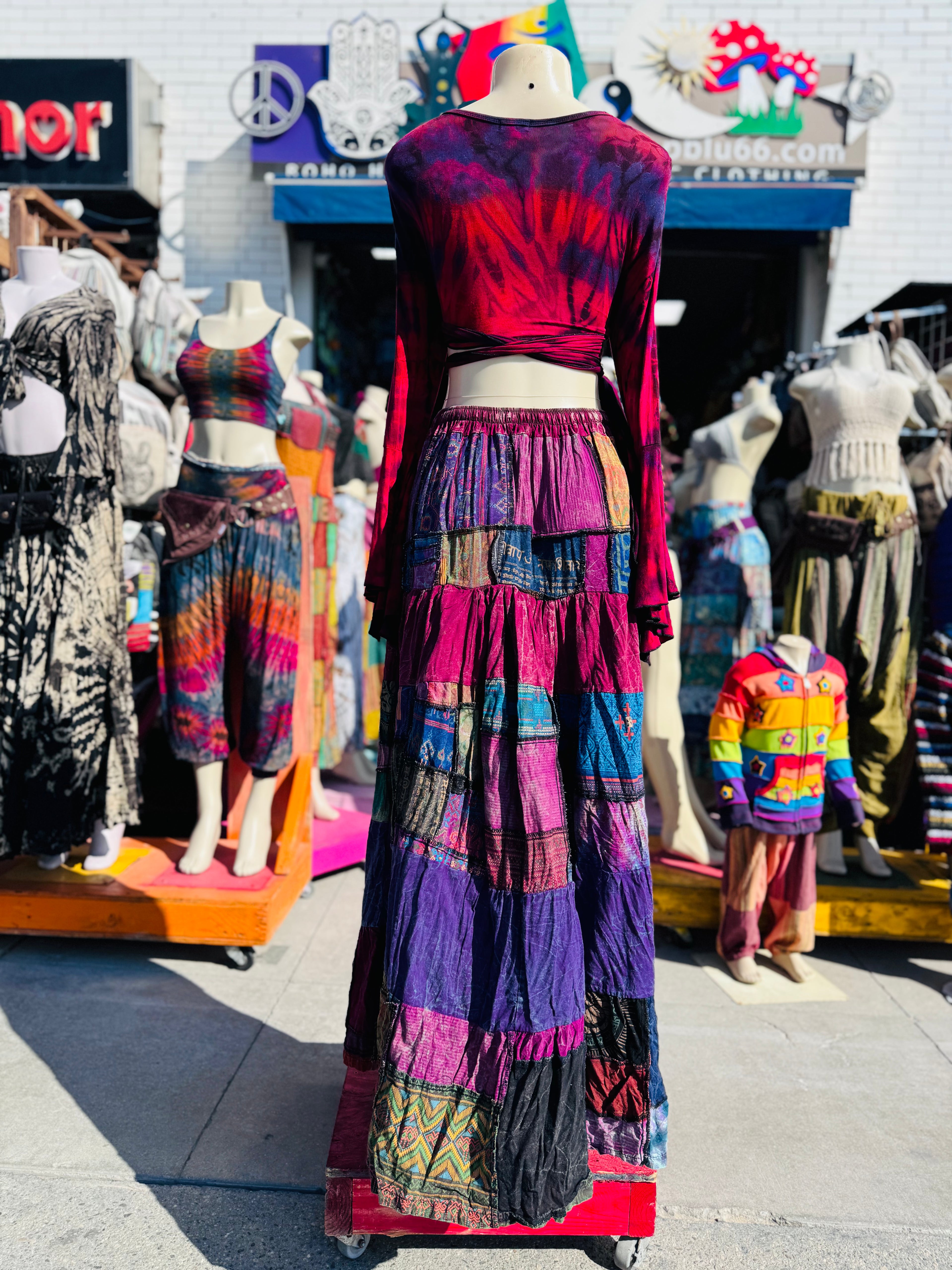 Itzel long sleeve top & Bayfall patchy skirt