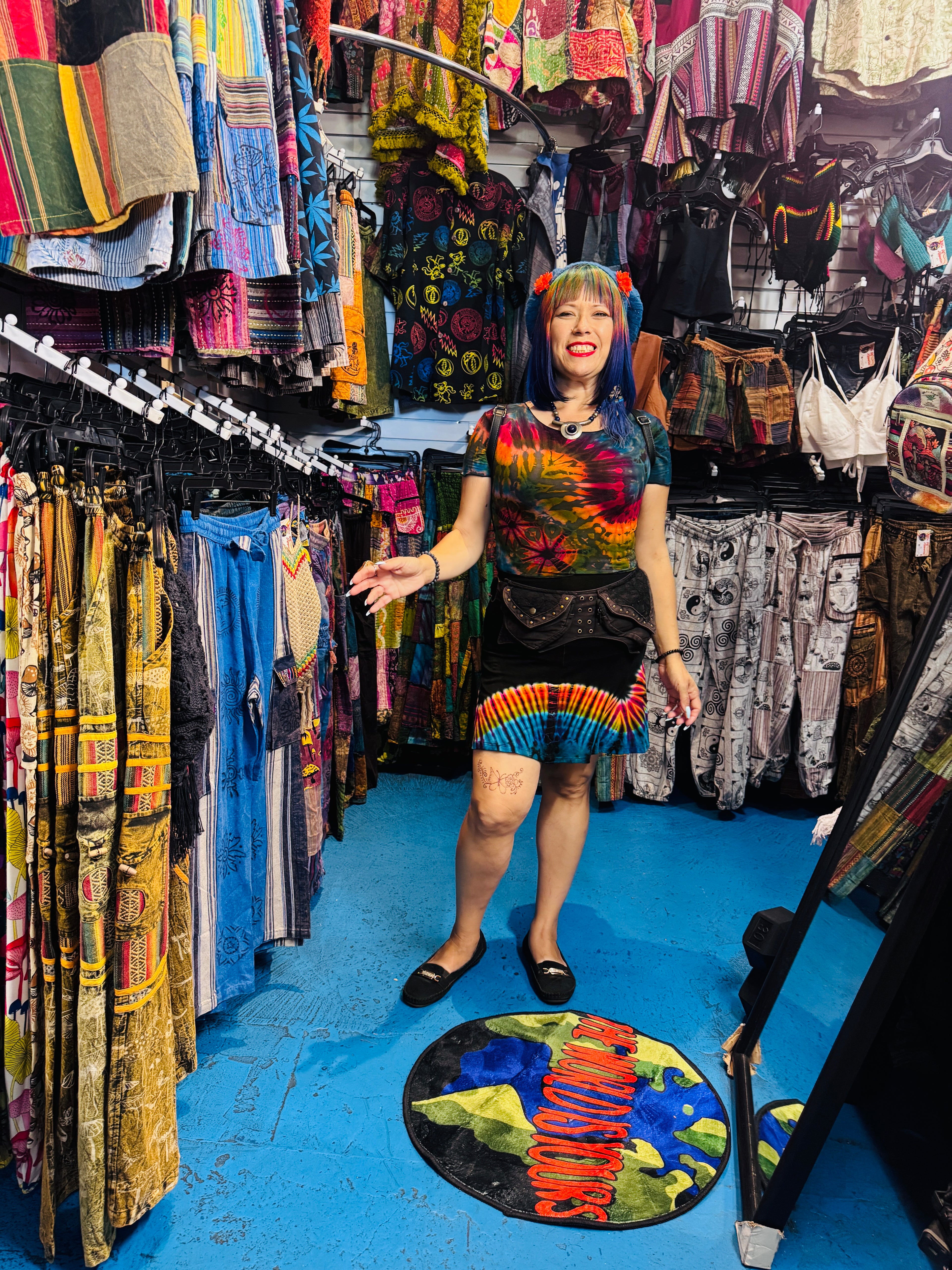 Lilo tie dye skirt (black/rainbow)