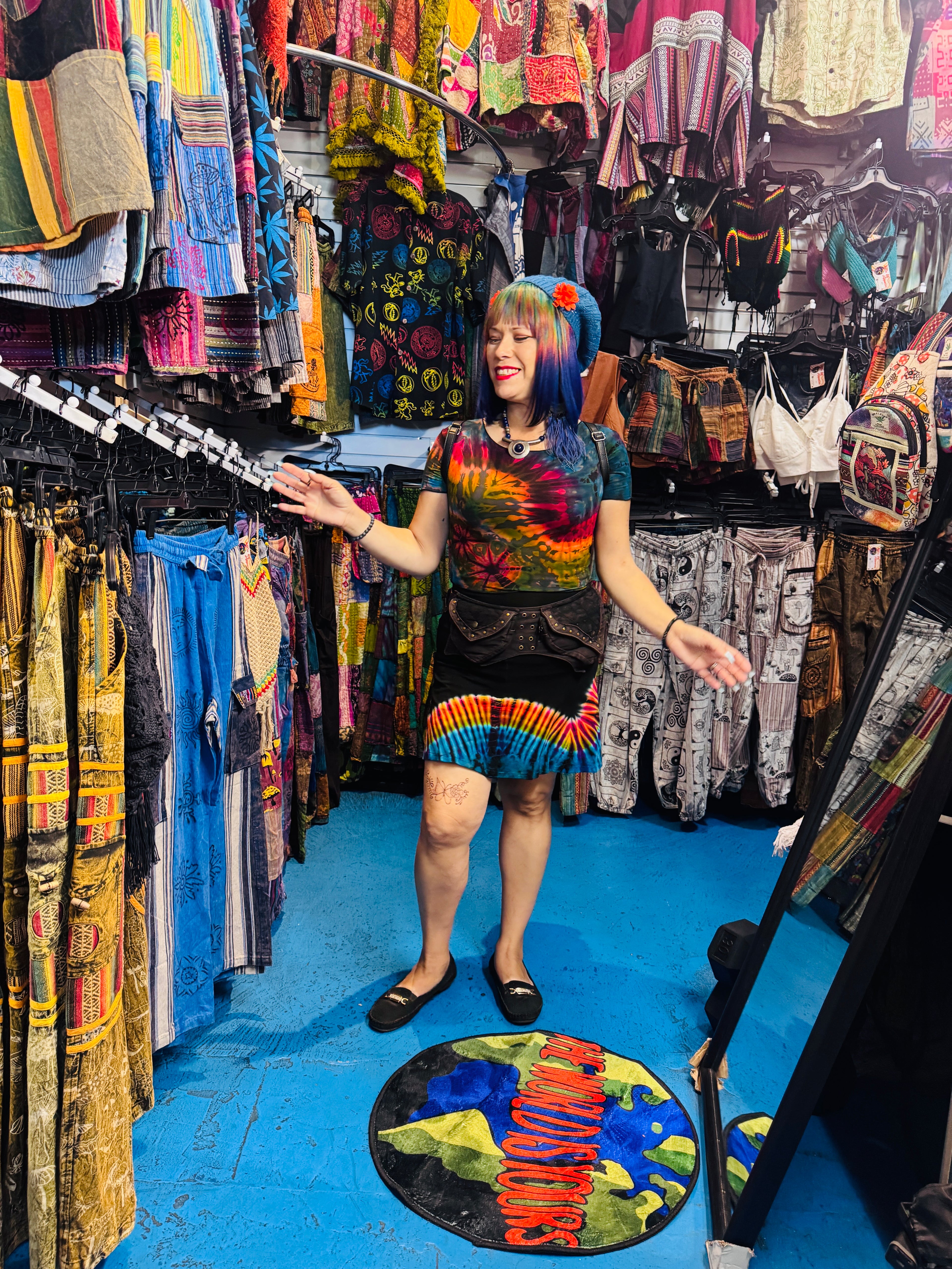 Lilo tie dye skirt (black/rainbow)