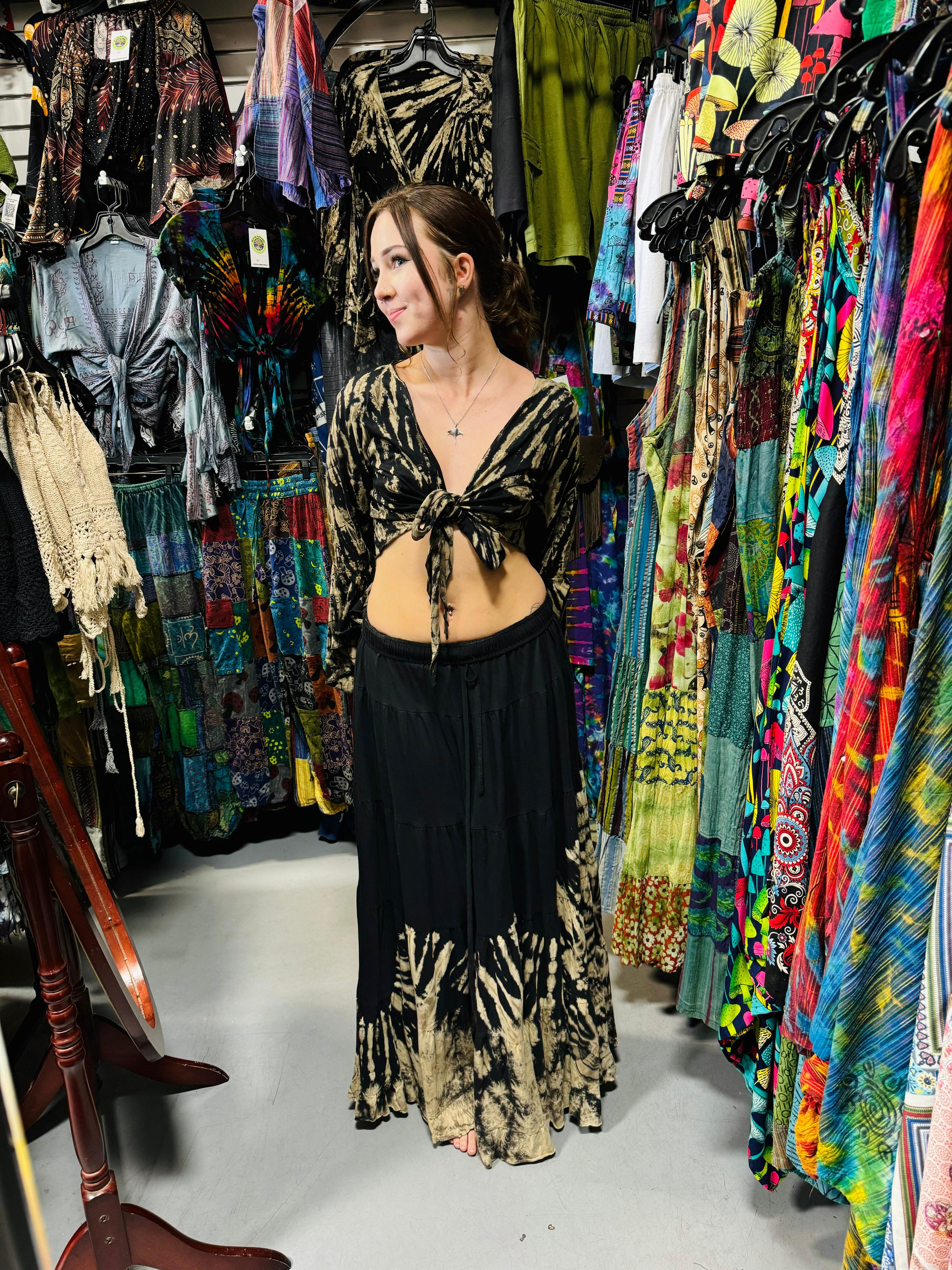 Harley top & Cha-cha half tiedie skirt