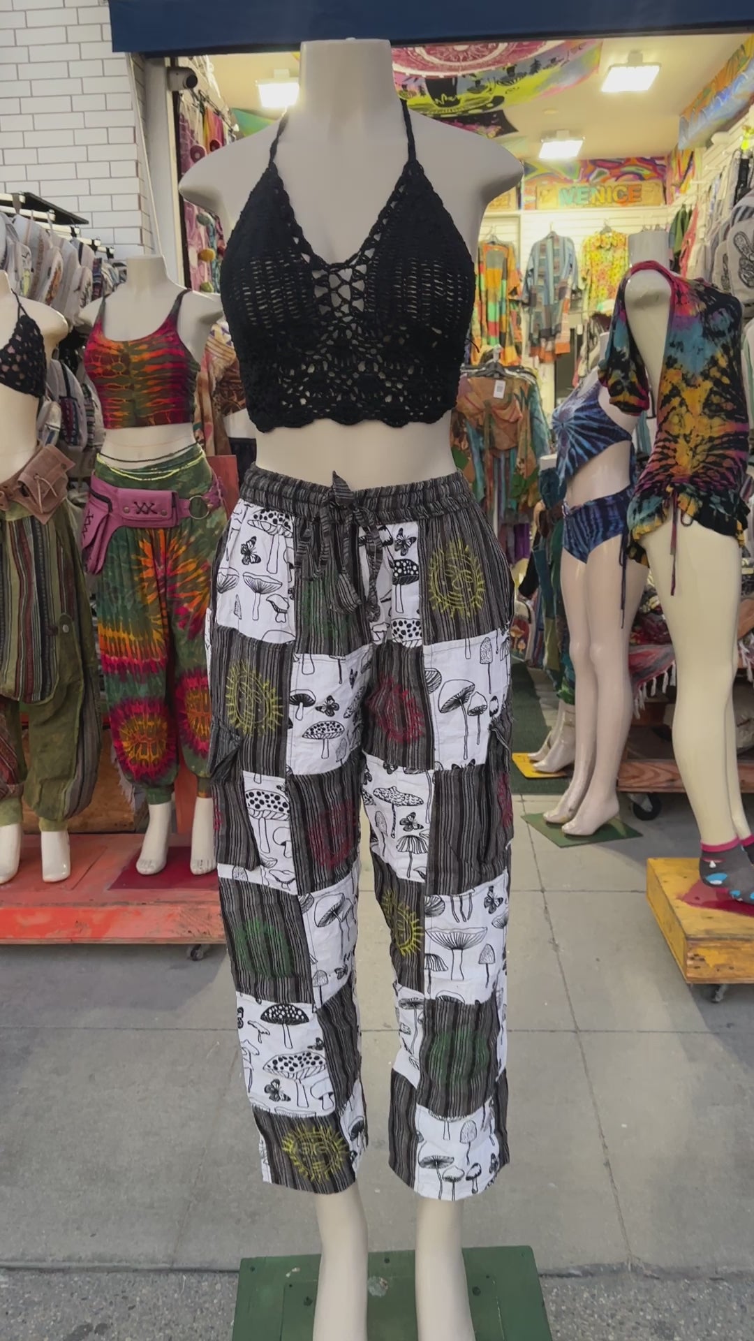 Boho patchy mushrooms pants