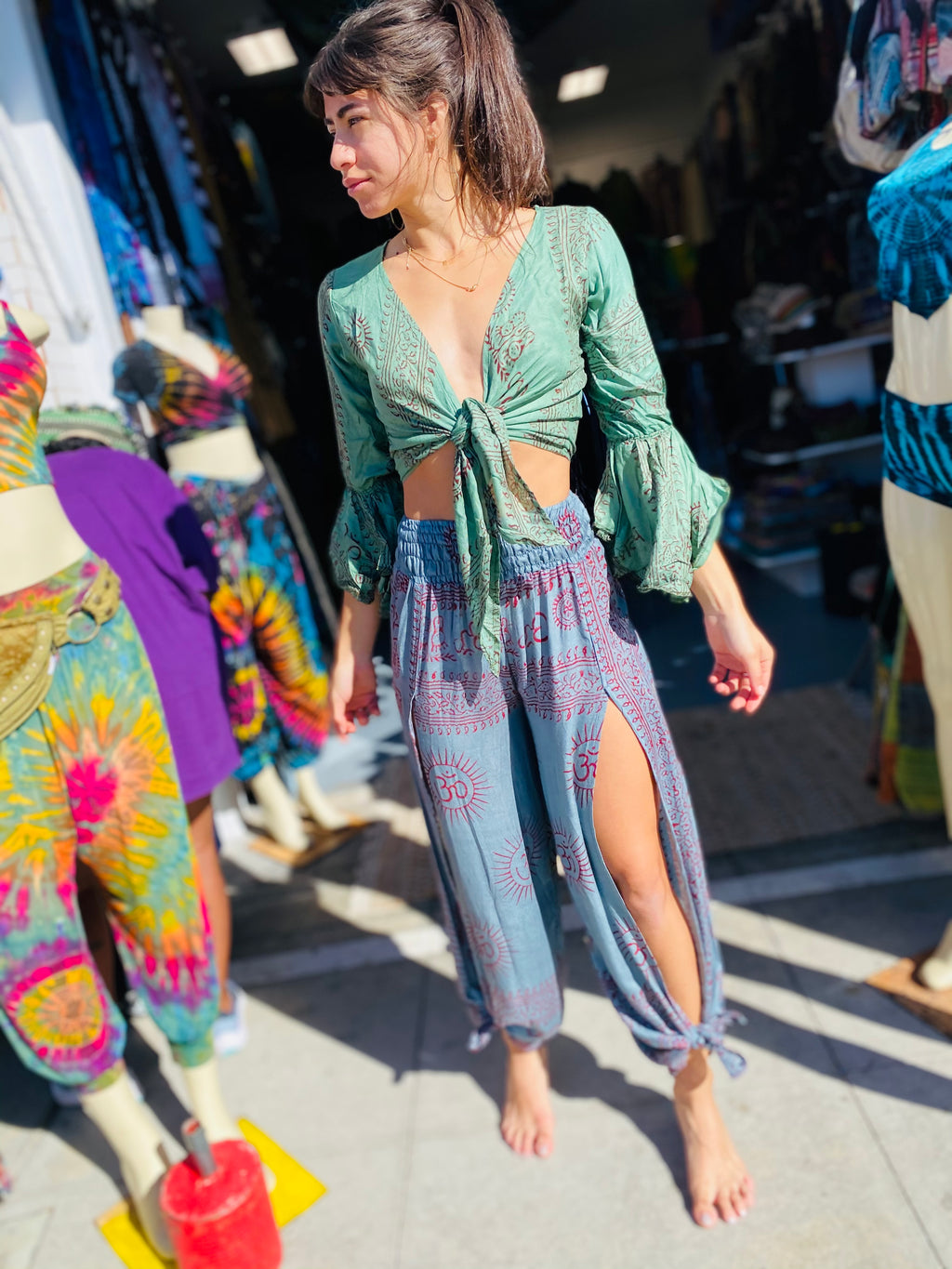 Ohm sleeve top (green )