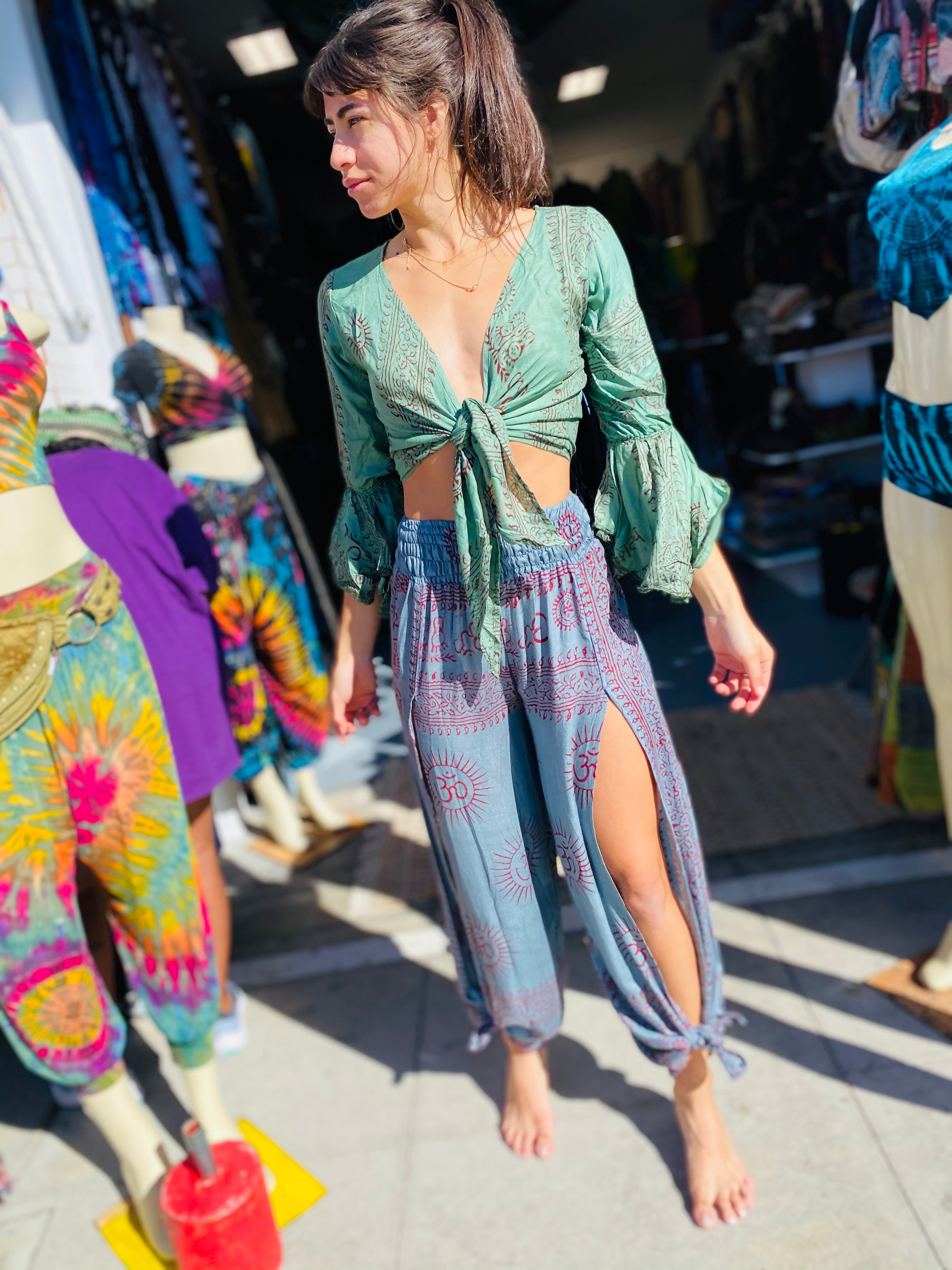 Ohm sleeve top (green )