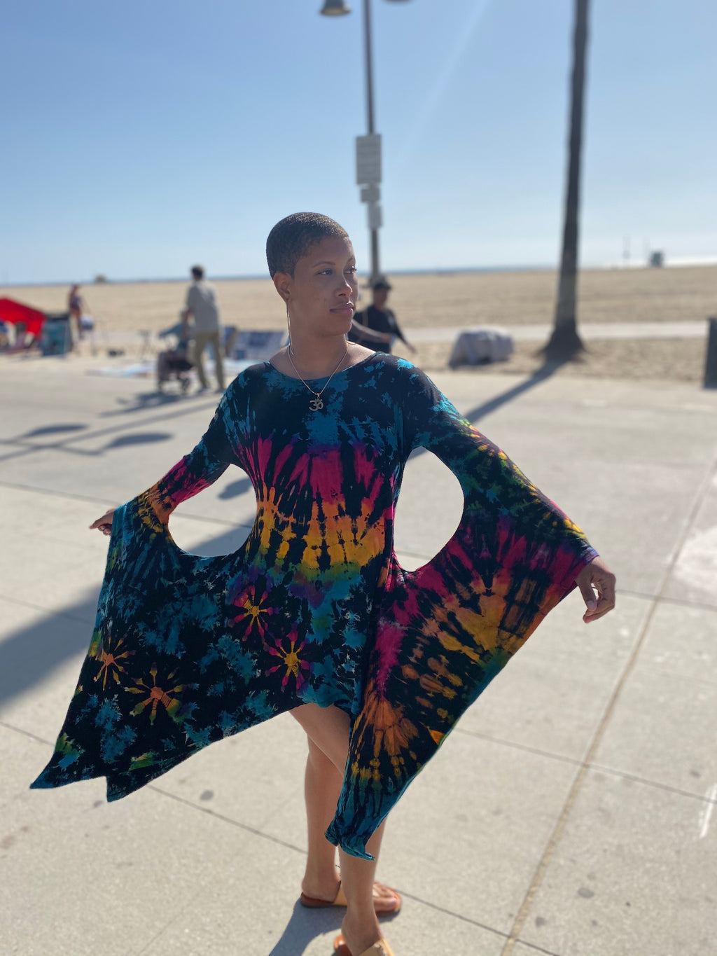 Goddess Glo dress (black and rainbow)