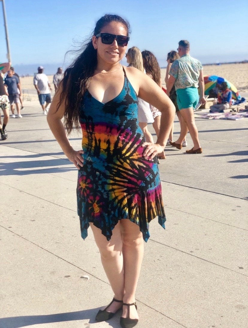 Summer in Venice dress ( black and rainbow)
