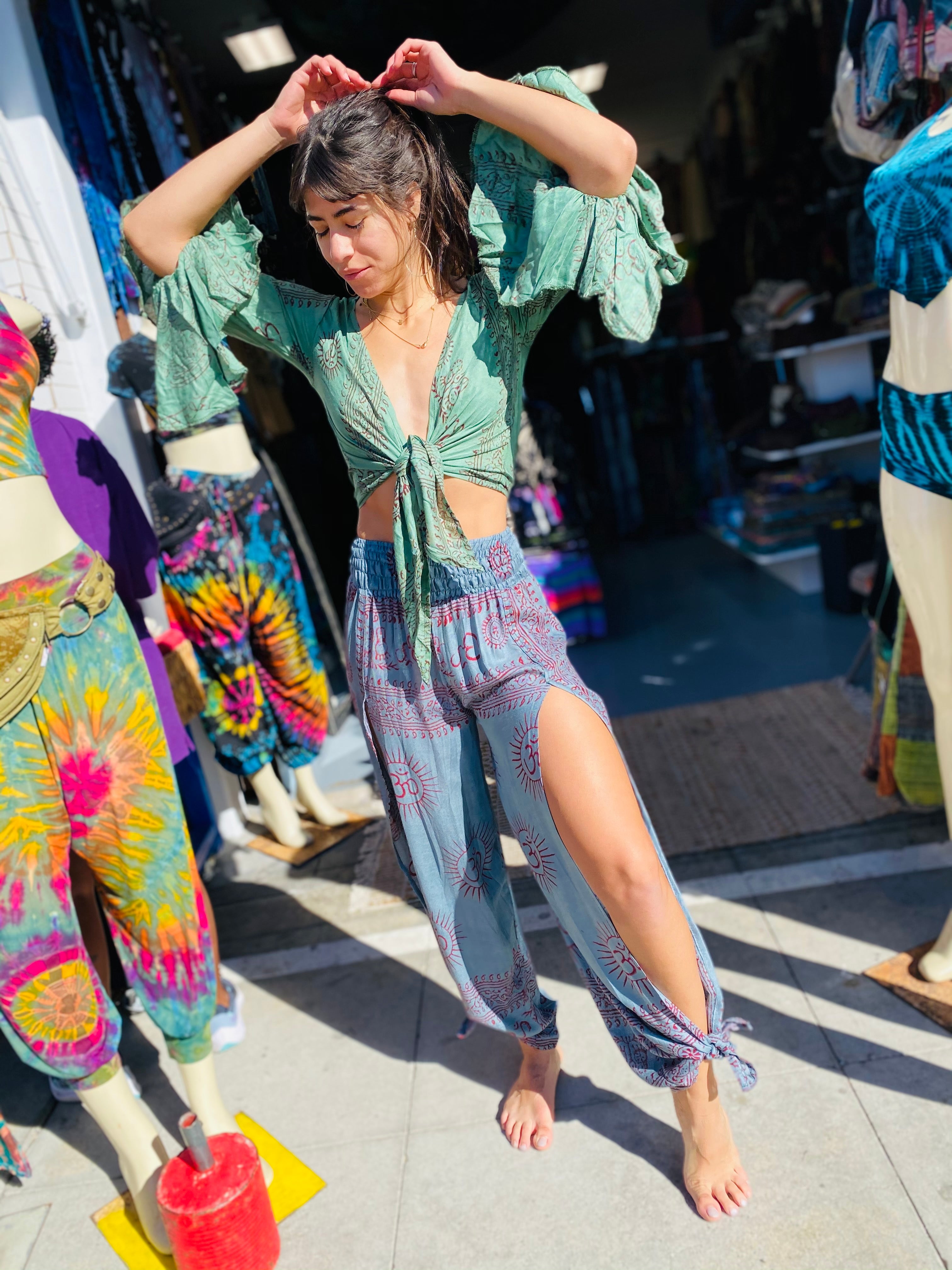 Ohm sleeve top (green )