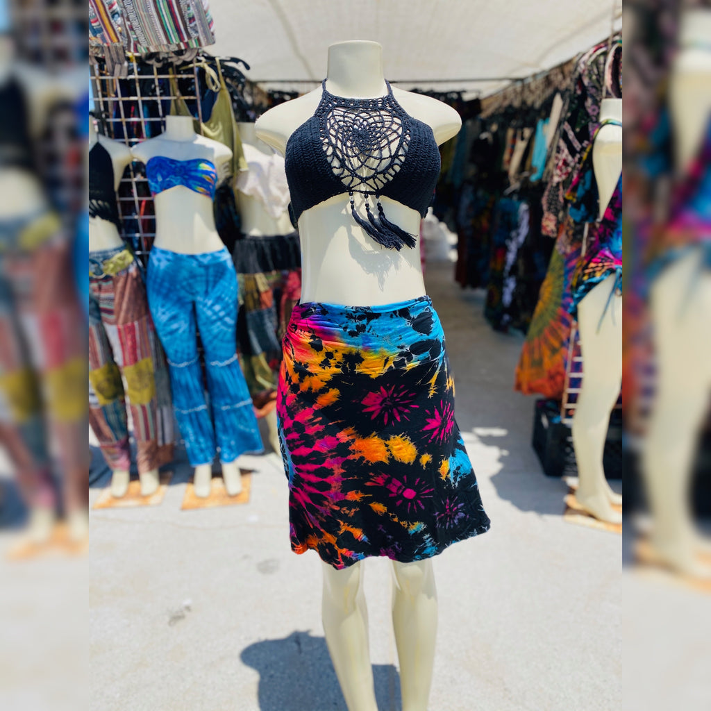 Short summer skirt ( black/rainbow )