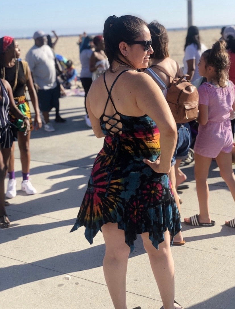 Summer in Venice dress ( black and rainbow)