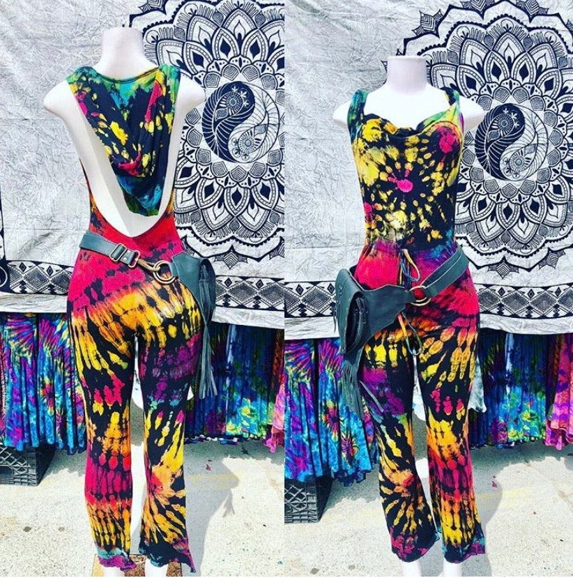 Long rocking romper (black:rainbow)