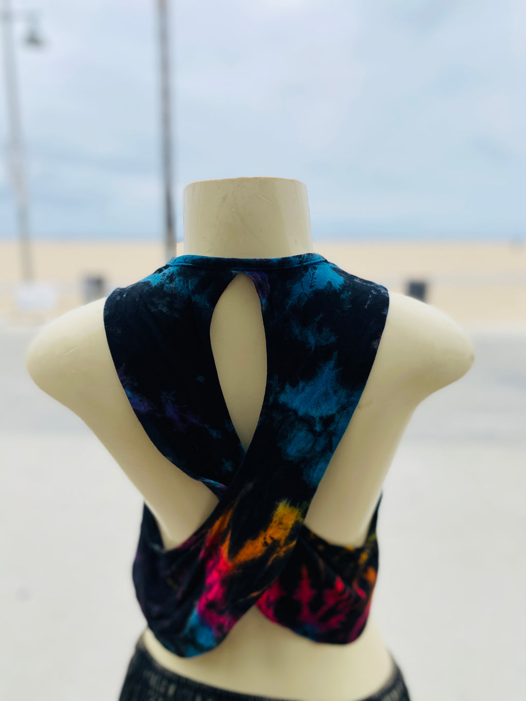 Summer crop top (black/rainbow )