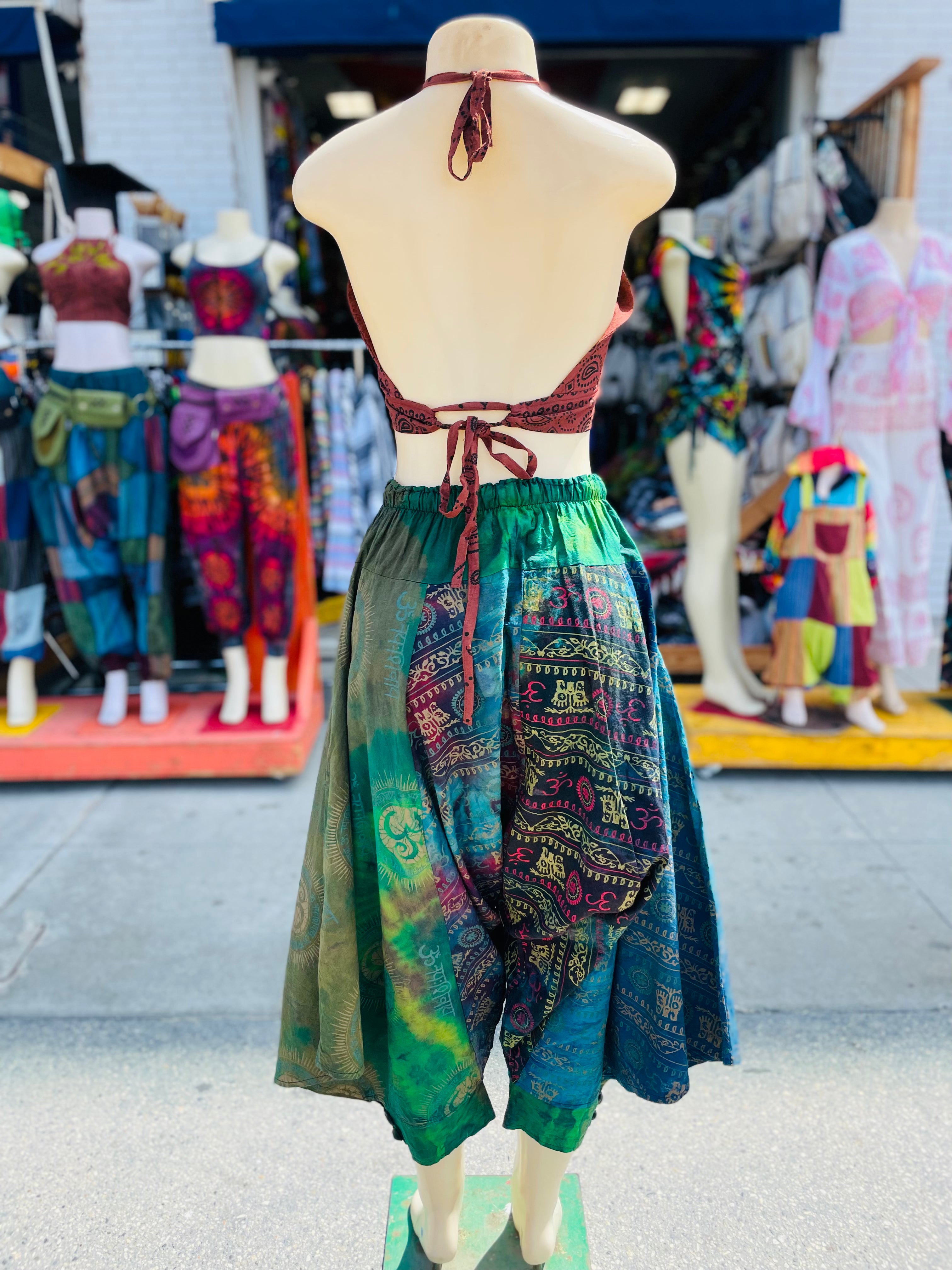 Dragon Fly Harem Pants (Light Tones of Blu/Green)