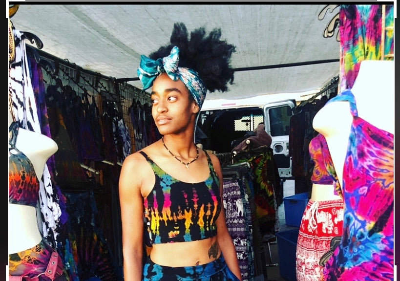 Blu summer top ( black and rainbow )