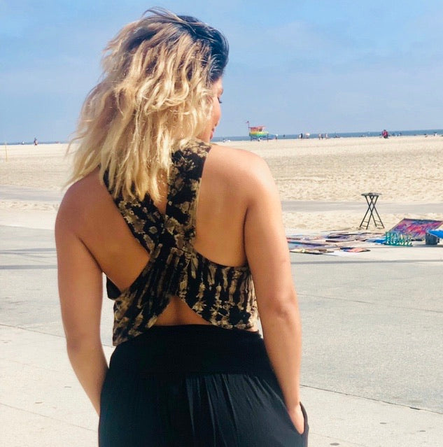Summer crop top (black/white )
