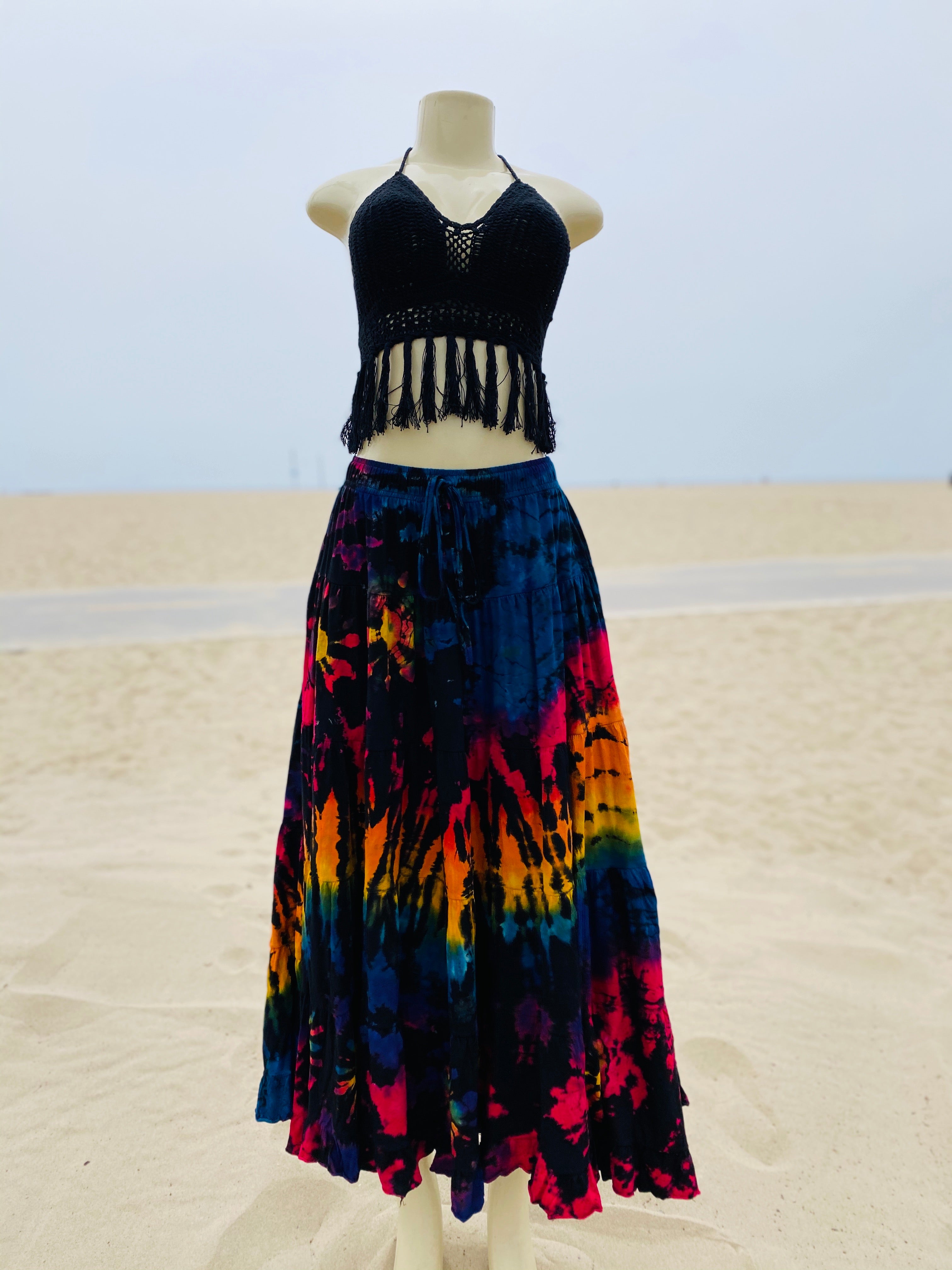 Cha cha skirt (Black/Rainbow)