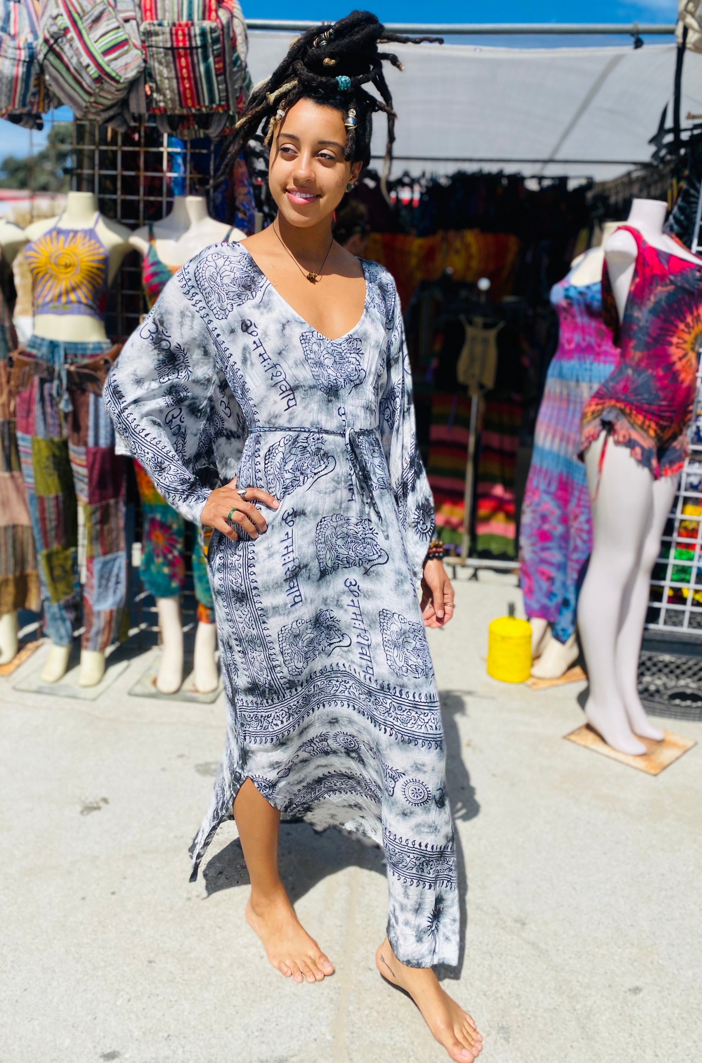 Ohm long dress flare sleeve