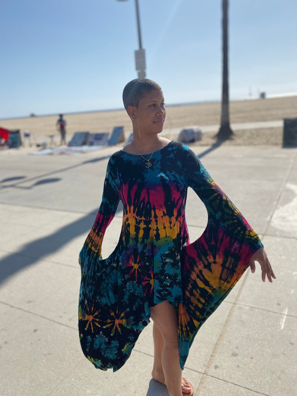 Goddess Glo dress (black and rainbow)