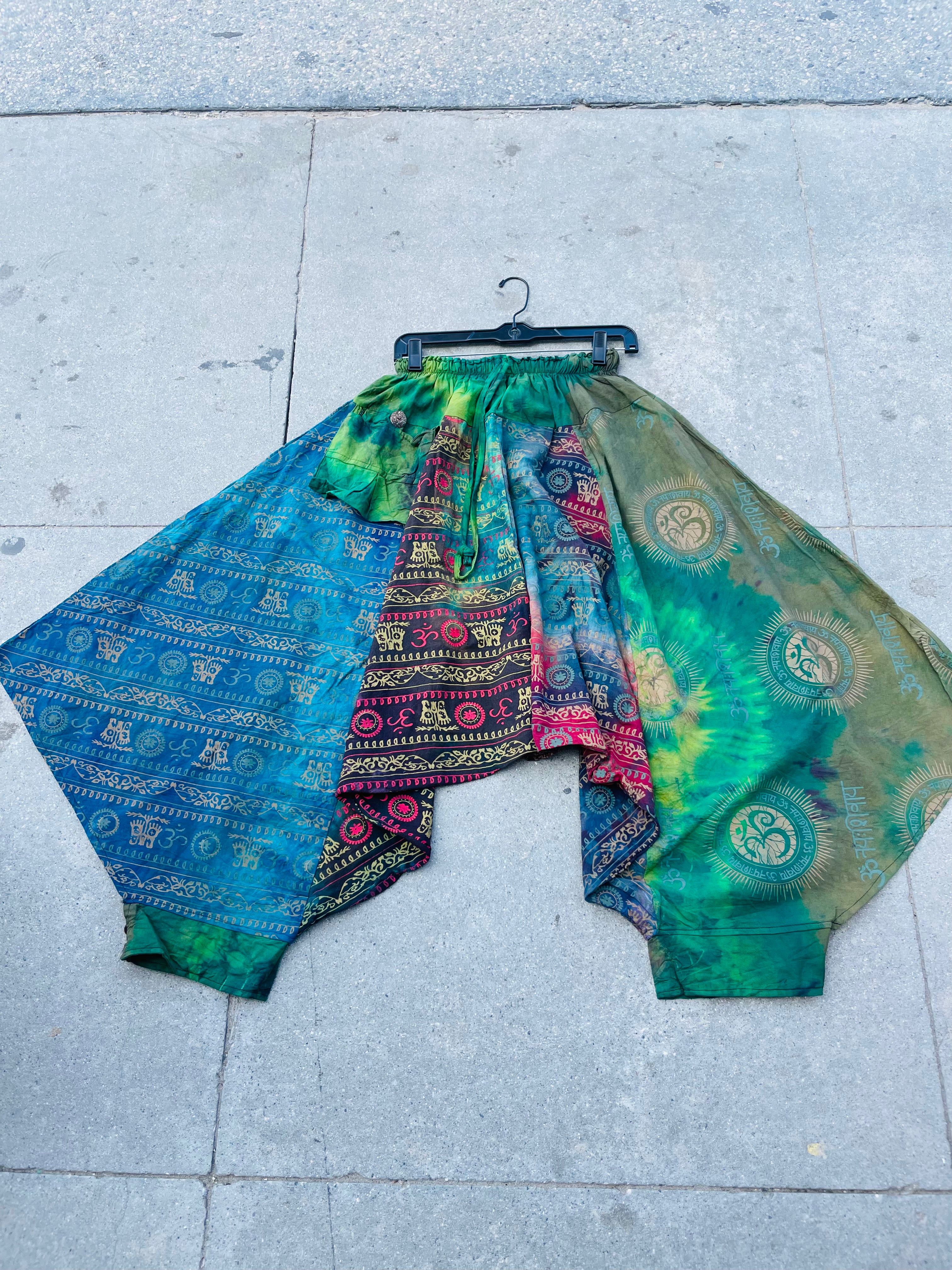 Dragon Fly Harem Pants (Light Tones of Blu/Green)