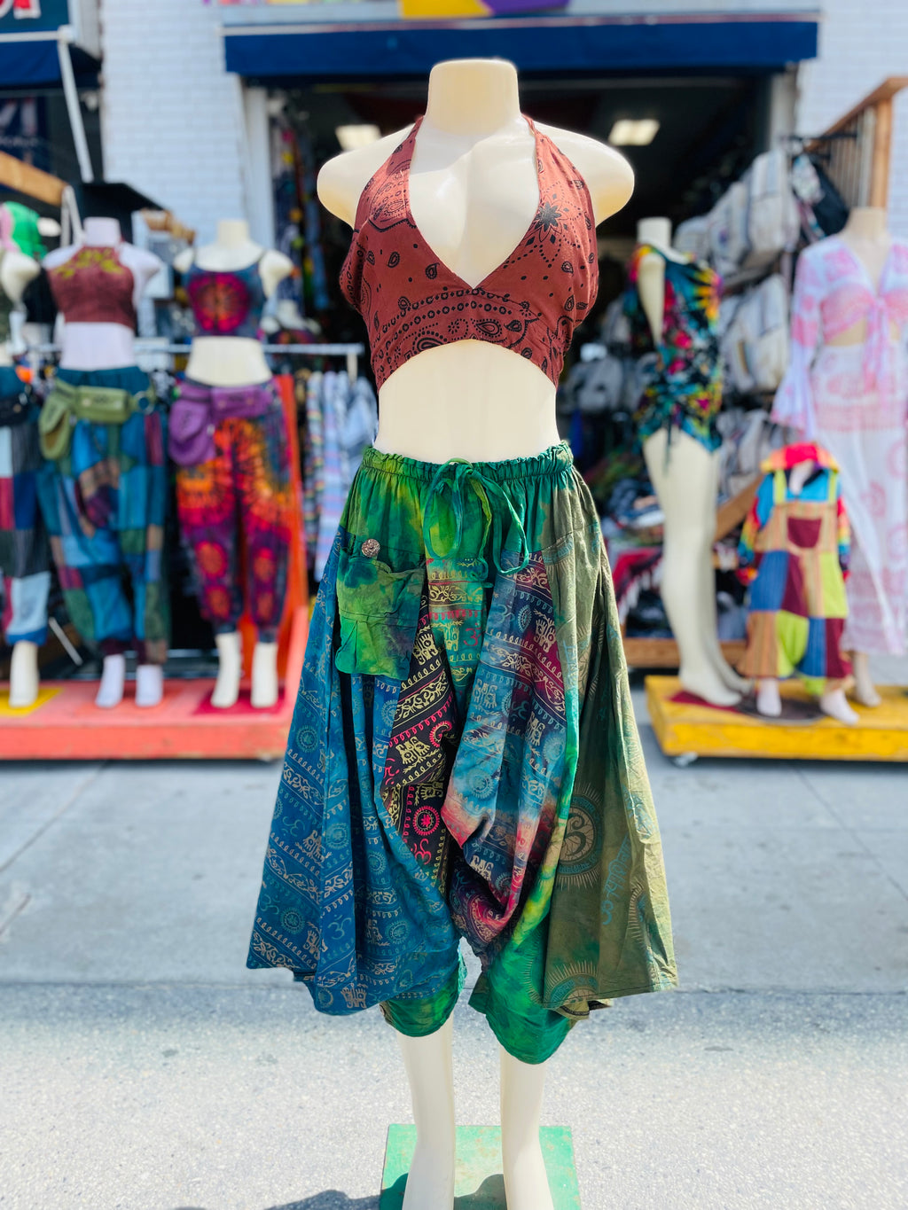 Dragon Fly Harem Pants (Light Tones of Blu/Green)