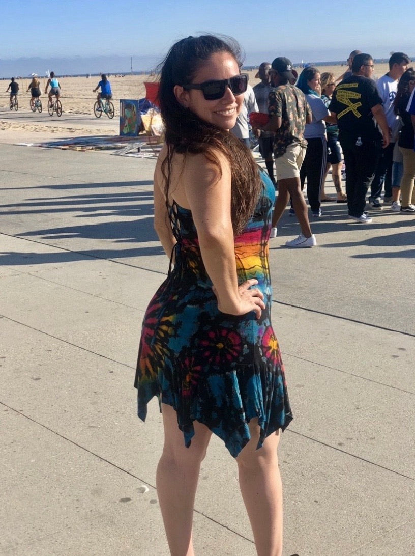 Summer in Venice dress ( black and rainbow)