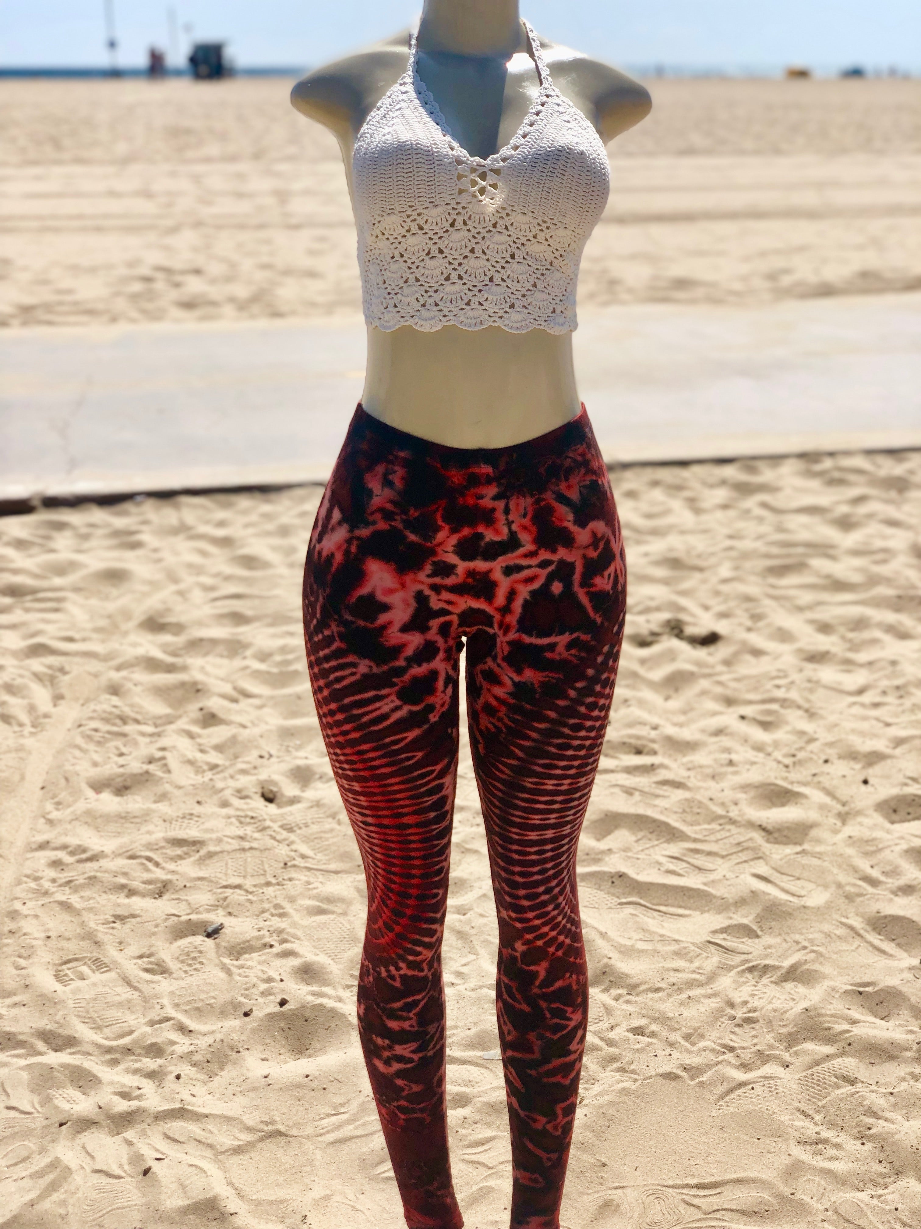 Color Fushion Leggings  (Red)